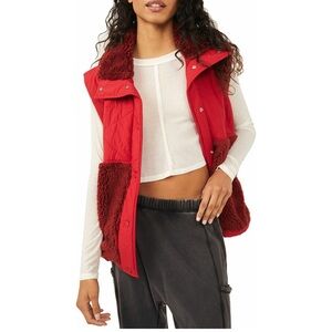 Free People Red and Burgundy Vest